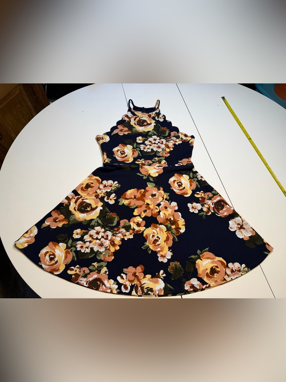Altard State Fit n Flare Halter Neck Dress Medium Floral A Line Stretch
